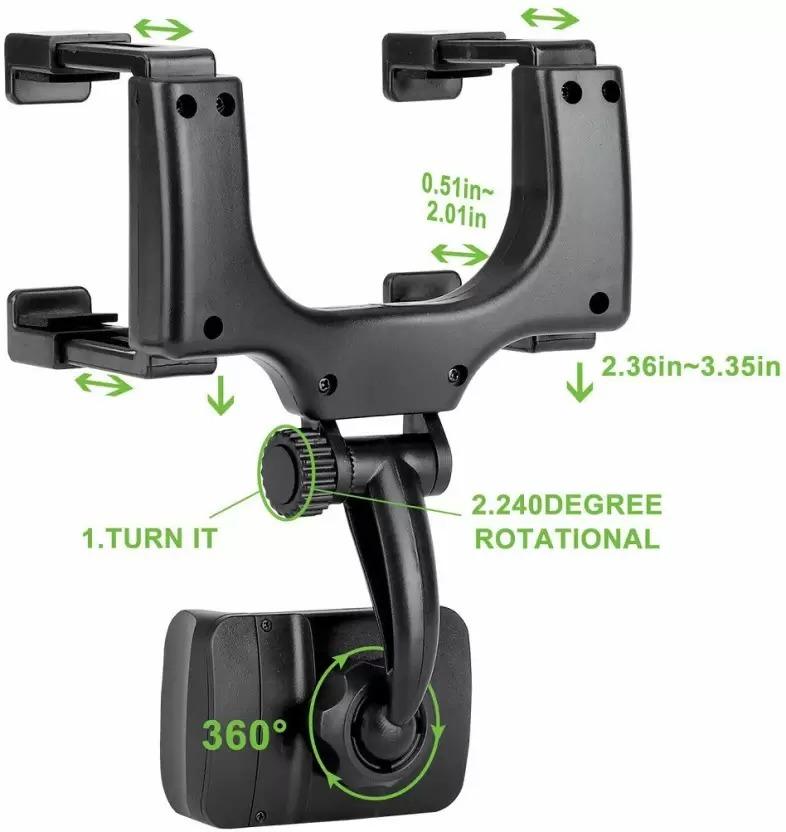 360° Rearview Mirror Mount Holder – Universal Truck & Car Phone Cradle