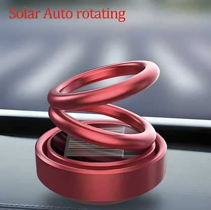 Solar Double-Ring Rotating Car Air Freshener – Solar-Powered Aromatherapy Ornament with Long-Lasting Organic French Fragrance