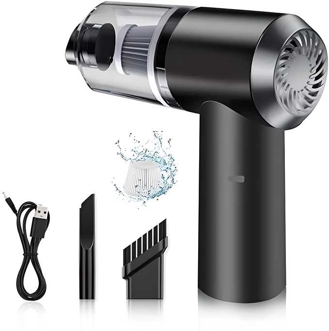 2-in-1 Portable Car Vacuum Cleaner – Dust Collection with Brush Attachment