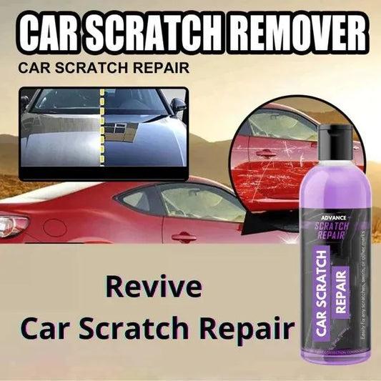 Car scratch remover product with a car and scratch repair images on a beige background | carokit.com