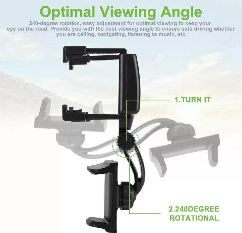 360° Rearview Mirror Mount Holder – Universal Truck & Car Phone Cradle