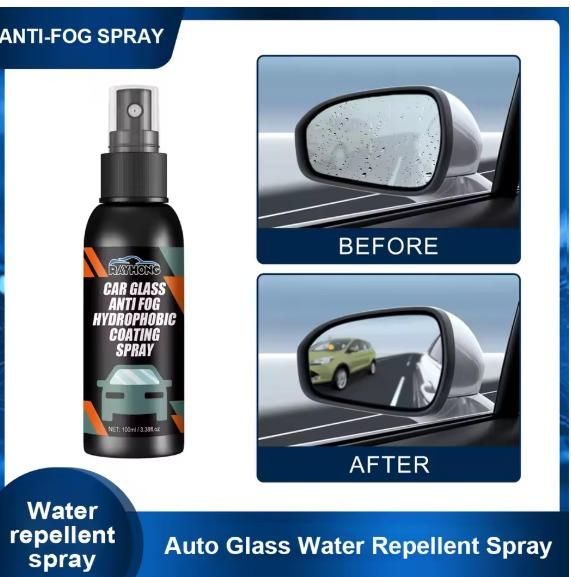 Car Glass Anti-Fog & Hydrophobic Coating – 100 ml Spray | Rain Repellent & Fog Prevention for Windshield and Mirrors