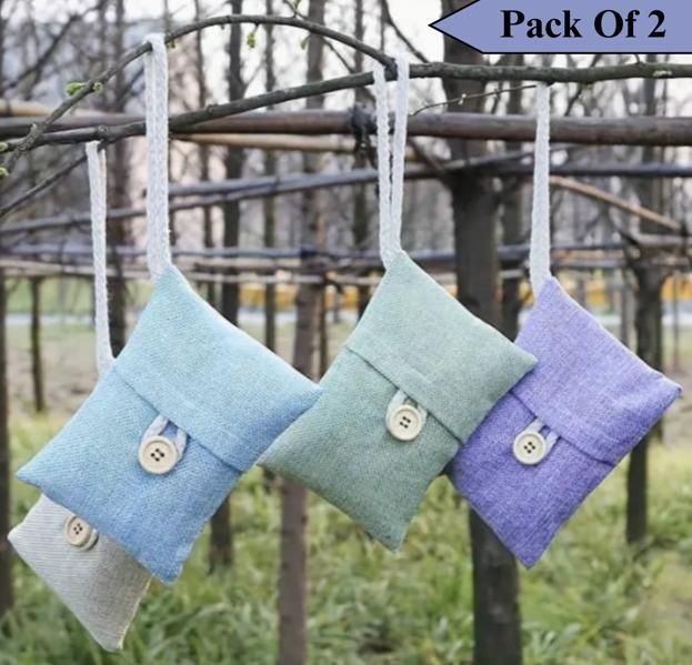 Pack of 2 Bamboo Charcoal Air Purifying Bags – Natural Car Odor Absorbers