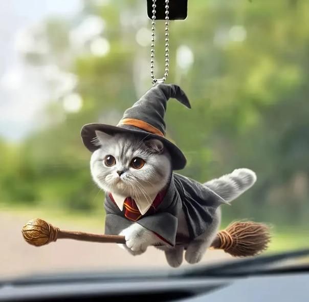 Acrylic Magic Kitten Car Hanging Pendant – Multi-Color Cute Rearview Mirror Charm for Car Interior Decor