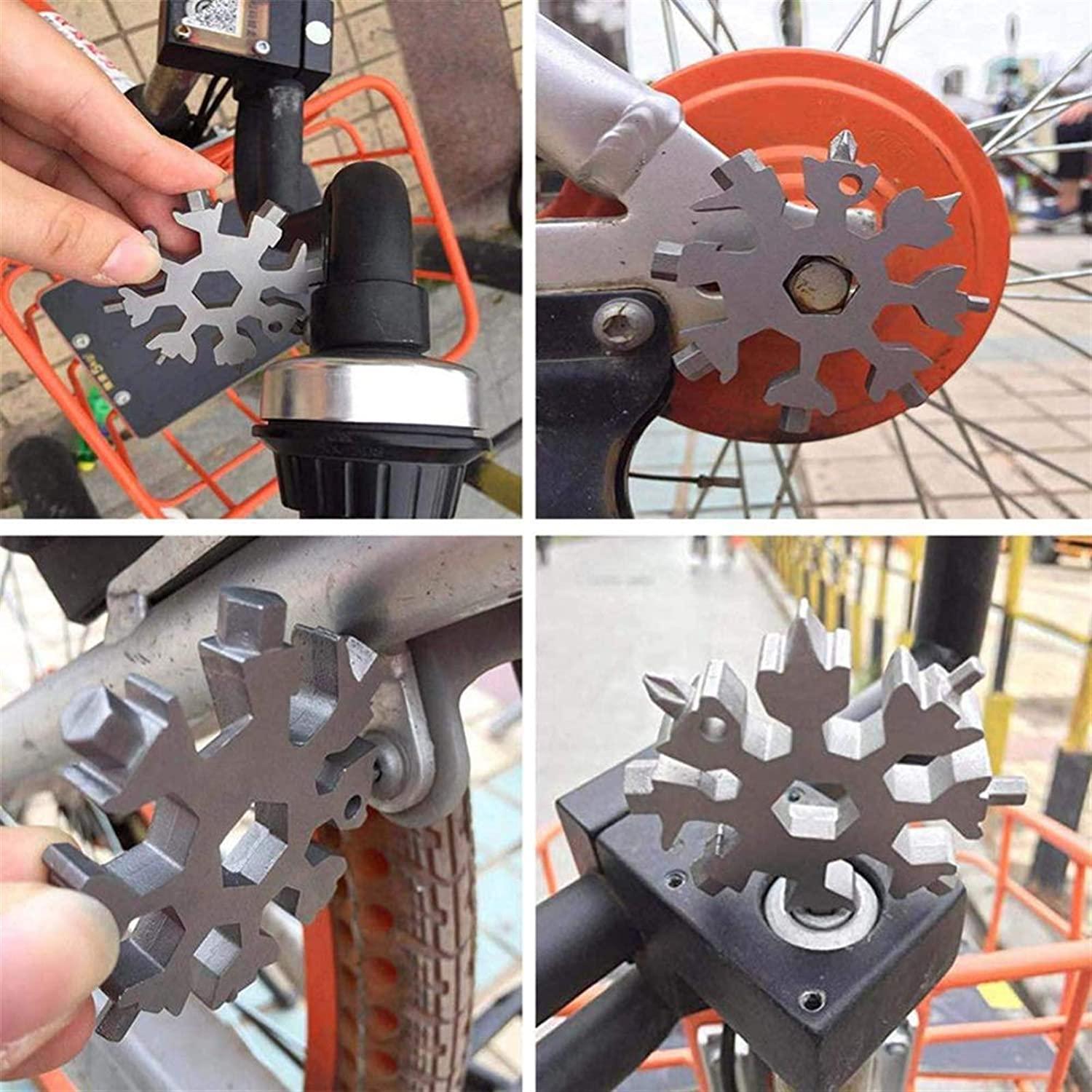 18‑in‑1 Multi-Tool | Stainless Steel Snowflake Screwdriver & Wrench — Compact Keychain Repair Tool