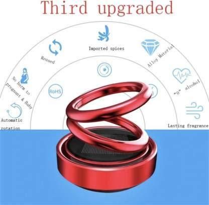 Solar Double-Ring Rotating Car Air Freshener – Solar-Powered Aromatherapy Ornament with Long-Lasting Organic French Fragrance