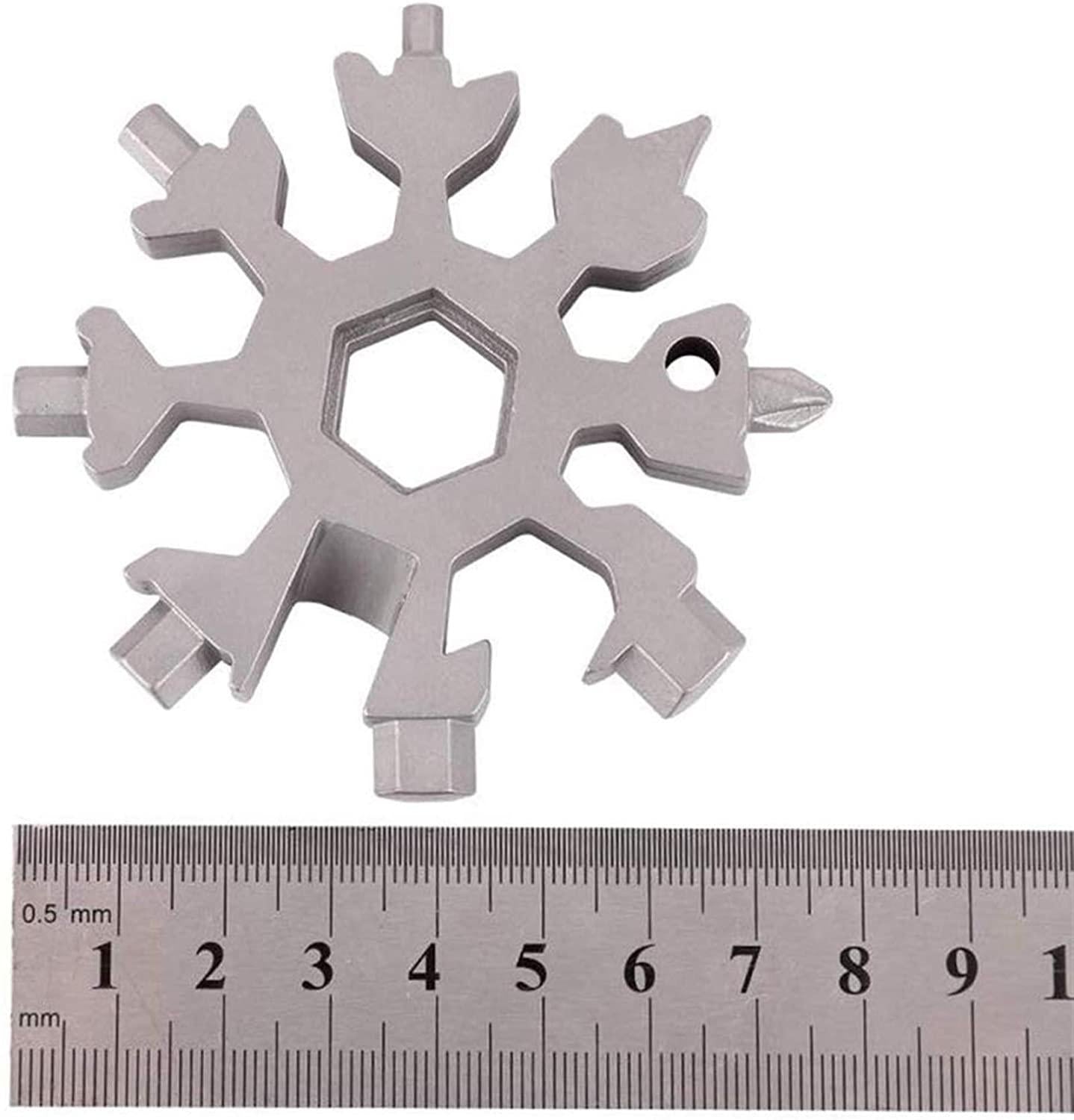 18‑in‑1 Multi-Tool | Stainless Steel Snowflake Screwdriver & Wrench — Compact Keychain Repair Tool