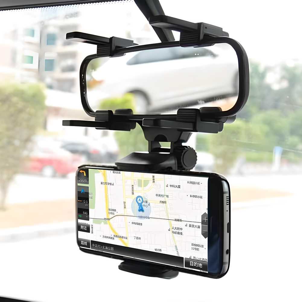 360° Rearview Mirror Mount Holder – Universal Truck & Car Phone Cradle