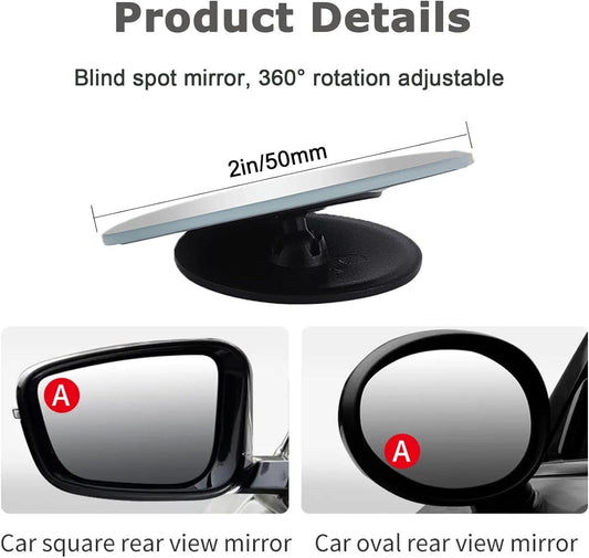 Wide-Angle Stick-On Blind Spot Mirrors – Pack of 2
