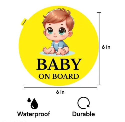“Baby On Board” Kids Safety Warning Window Sign – PVC Sticker - Carokit