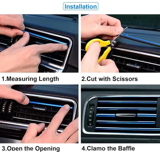 10-Pc Universal Blue Air Vent Decoration Strips – Trim Accessory - Carokit