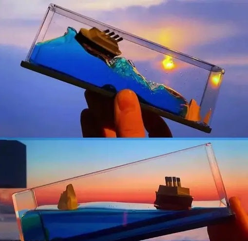 Liquid Wave Titanic Dashboard Showpiece – Acrylic & Resin - Carokit