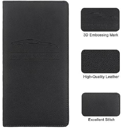 car driving licence holder black PU leather embossed car design close-up detail | Carokit India