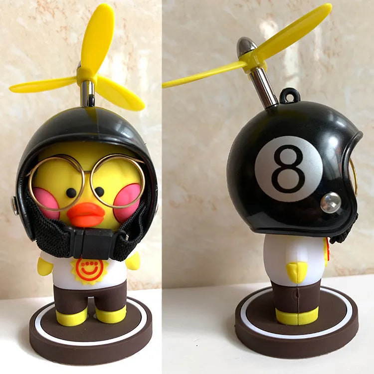 Cute Duck Dashboard Ornament with Helmet & Propeller – Cartoon Car Interior Decoration