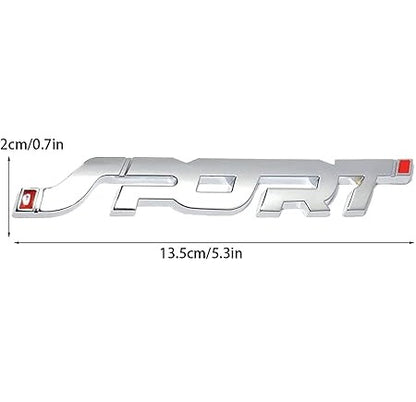 3D Sport Logo Metal Badge Emblem Sticker – Chrome, 14 × 2 cm