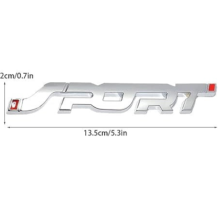 3D Sport Logo Metal Badge Emblem Sticker – Chrome, 14 × 2 cm