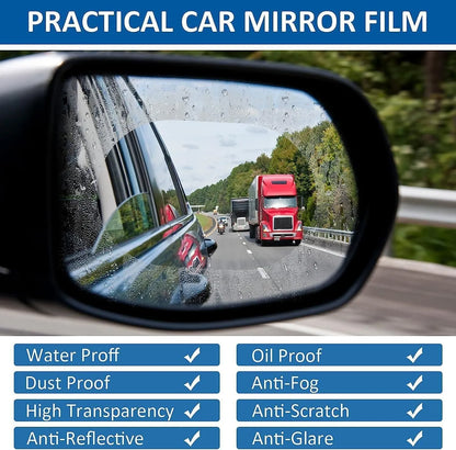 Waterproof Anti-Fog Rearview Mirror Film – Pack of 2