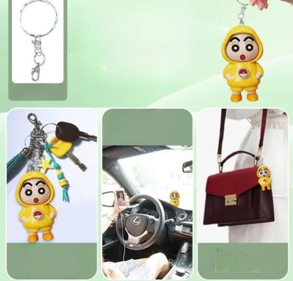 Shinchan Face-Changing Keychain – 3‑Expression Rotating Cartoon Keyring - Carokit