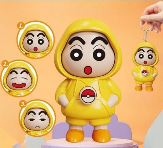 Shinchan Face-Changing Keychain – 3‑Expression Rotating Cartoon Keyring - Carokit