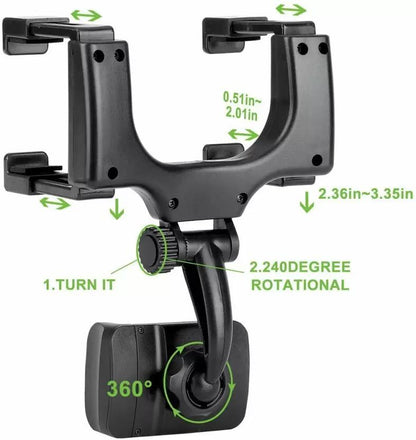 360° Rearview Mirror Mount Holder – Universal Truck & Car Phone Cradle