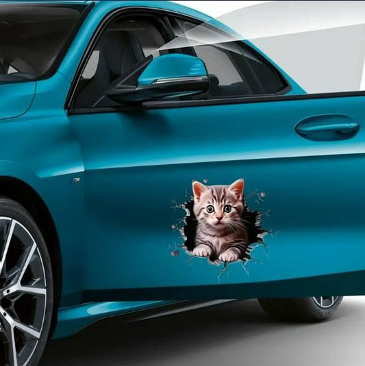 Durable Cat Pattern Self-Adhesive Vinyl Car Decal Sticker - Carokit 