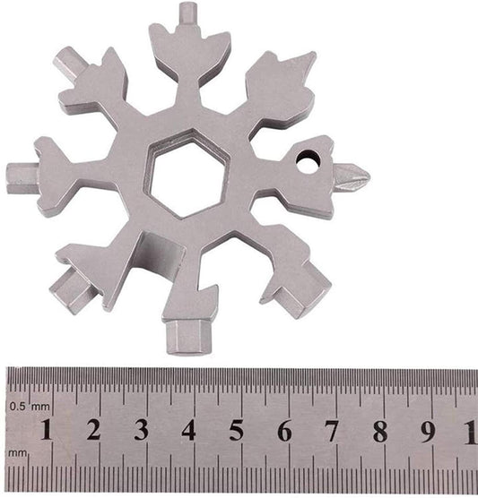 18‑in‑1 Multi-Tool | Stainless Steel Snowflake Screwdriver & Wrench — Compact Keychain Repair Tool - Carokit 