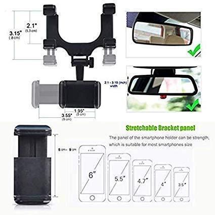 Universal Rearview Mirror Phone Mount – Auto Bracket Cradle