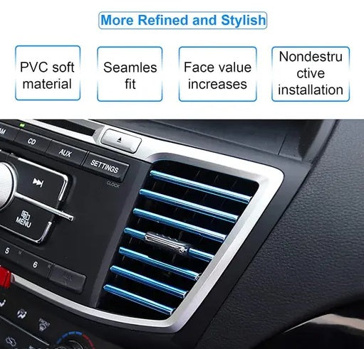10-Pc Universal Blue Air Vent Decoration Strips – Trim Accessory - Carokit