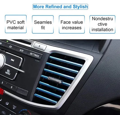 10-Pc Universal Blue Air Vent Decoration Strips – Trim Accessory - Carokit