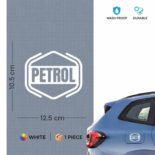 petrol sticker pack of 2 showing 12x2.5cm dimensions and colour options for Indian cars | Carokit