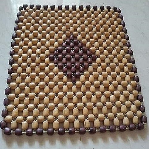 Wooden Bead Seat Cushion – Acupressure Car & Chair Mat (Beige)