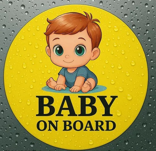 “Baby On Board” Kids Safety Warning Window Sign – PVC Sticker - Carokit