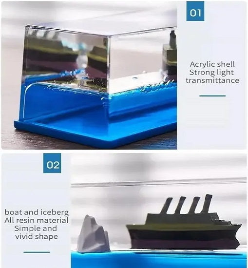 Liquid Wave Titanic Dashboard Showpiece – Acrylic & Resin - Carokit