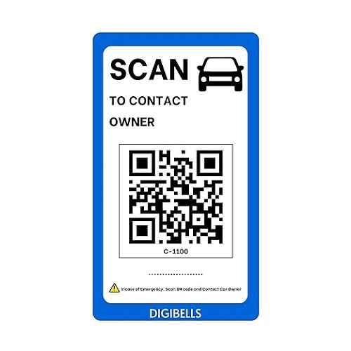 QR code label with 'Scan to contact owner' text and Digibells branding on a white background