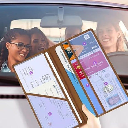 car RC book holder brown PU leather with dedicated slot for registration certificate | Carokit India