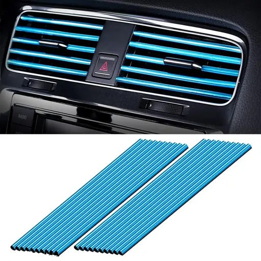 10-Pc Universal Blue Air Vent Decoration Strips – Trim Accessory - Carokit