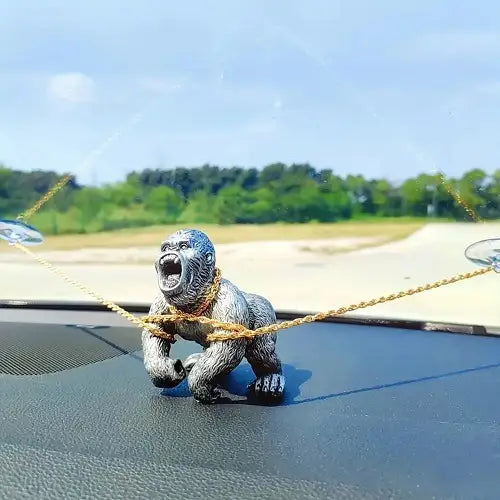 Angry Gorilla Car Dashboard Ornament – Funny Metal Figurine
