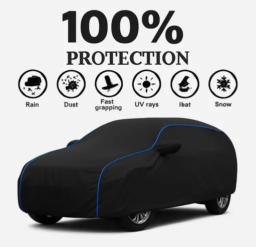 Universal Waterproof Car Cover with Elastic Bottom & Mirror Pockets
