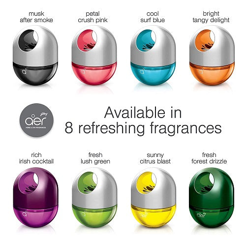 Assorted colorful aer diffusers with labels of different fragrances on a white background