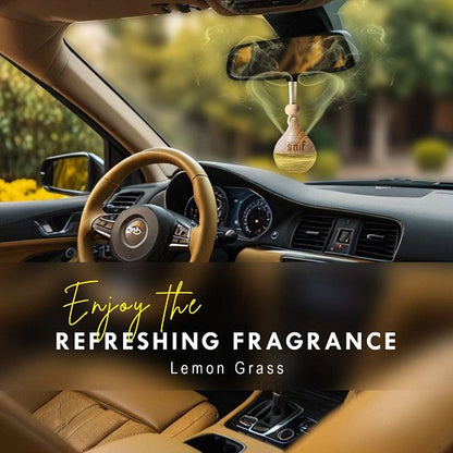 hanging car perfume glass bottle on rearview mirror showing elegant diffuser design | Carokit India