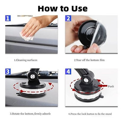 One‑Button Pop‑Up Suction Cup Phone Holder – 360° Rotating Dashboard & Windshield Mount