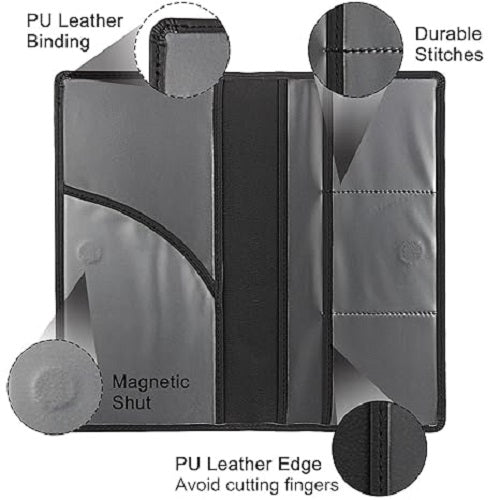 car insurance card holder black showing multiple compartment features highlighted | Carokit India