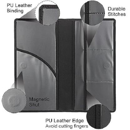car insurance card holder black showing multiple compartment features highlighted | Carokit India