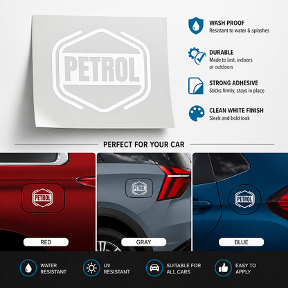 petrol fuel cap sticker pack of 2 available in red white black gold green silver blue | Carokit India