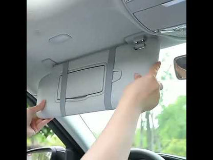 Car Sun Visor Organizer – Multi‑Pocket PU Leather Visor Pouch With Sunglass Clip & Zipper Storage