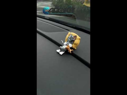 Tom and Jerry Sleeping Dashboard Toy PVC Figurine for Car Interior Decoration, Cute Cartoon Dashboard Accessory for Cars, Office Desk and Home Decor