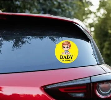 “Baby On Board” Kids Safety Warning Window Sign – PVC Sticker - Carokit