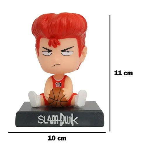 Product dimensions of the chibi Slam Dunk Sakuragi dashboard figure, showing a total height of 11 centimeters and a base width of 10 centimeters, making it an ideal size for car interiors.