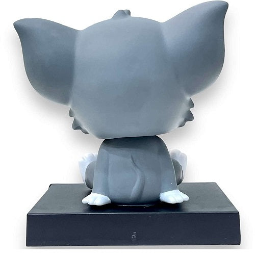 Back view of the Tom cat car dashboard bobblehead, showing the detailed sculpting of the figure's head and tail.
